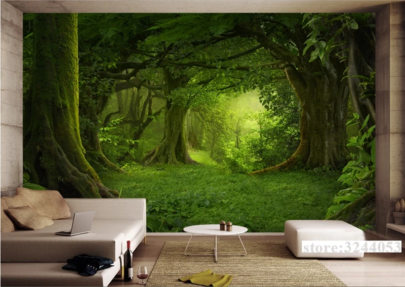 Forest Mural Wallpaper Green Bedroom Grass Custom Wall Murals Free Backgrounds Home Design Living Room Study | Обустройство дома