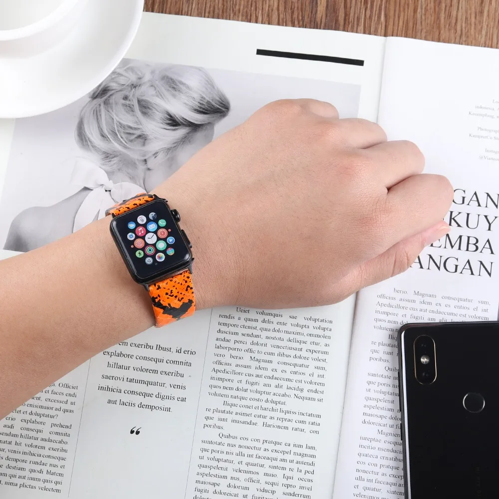 Ремешки из змеиной кожи для Apple Watch 4, 3, 2, 1, кожаный ремешок для Apple Watch 42 мм, 44 мм, 38 мм, 40 мм, для iWatch, ремешок 42 мм, 44 мм