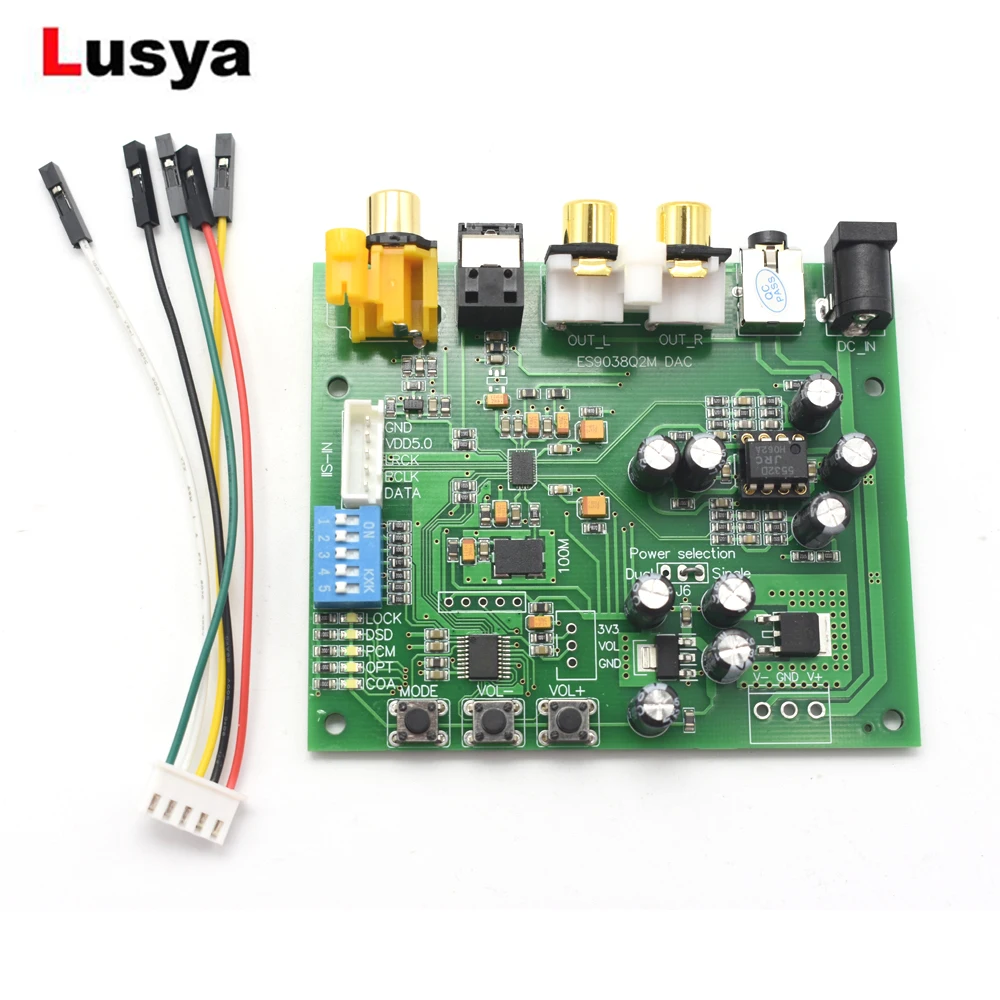 ES9038Q2M I2S IIS DSD доп коаксиальный SPDIF волокна цифровой аудио ЦАП Декодер совета RCA+ 3,5 терминал DC 9-15 В A9-012