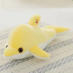 Yellow dolphin 15 видов светящиеся мягкие животные кукла Дети ночь свет плюшевая игрушка с подсветкой плюшевый мишка Лежащая собака сидящий медведь Дельфин - Цвет: Yellow dolphin