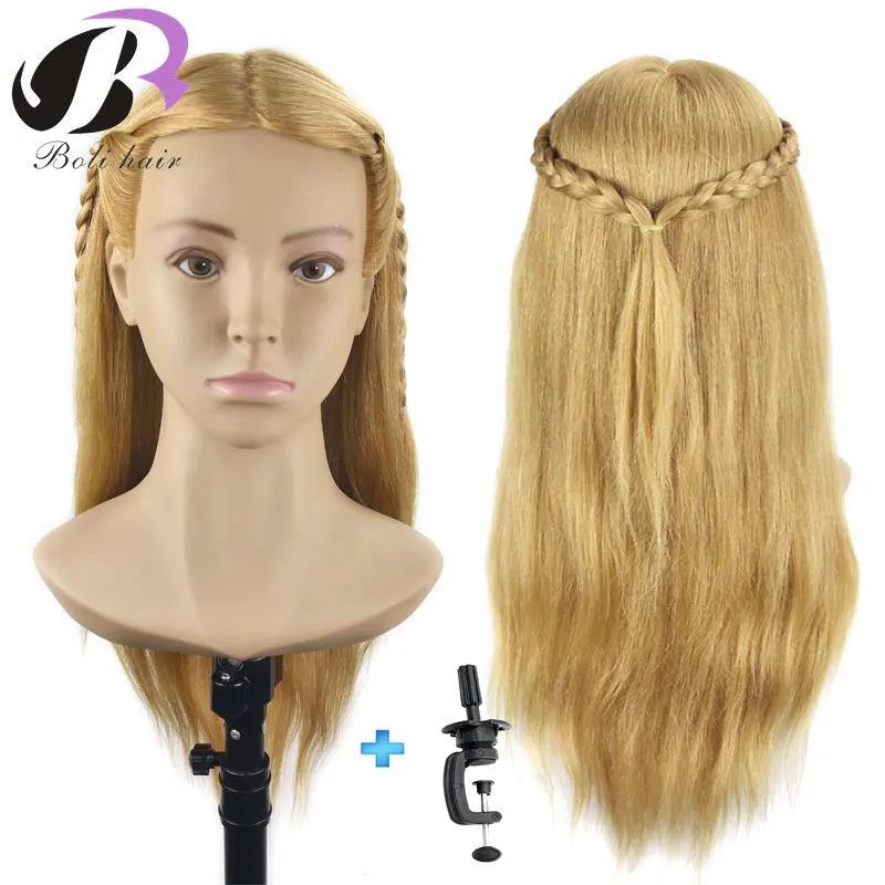 Professional Mannequin Head with Human Hair Training Head Real Long Hair Hairdressing Training Heads Dummy Head Girls Gift