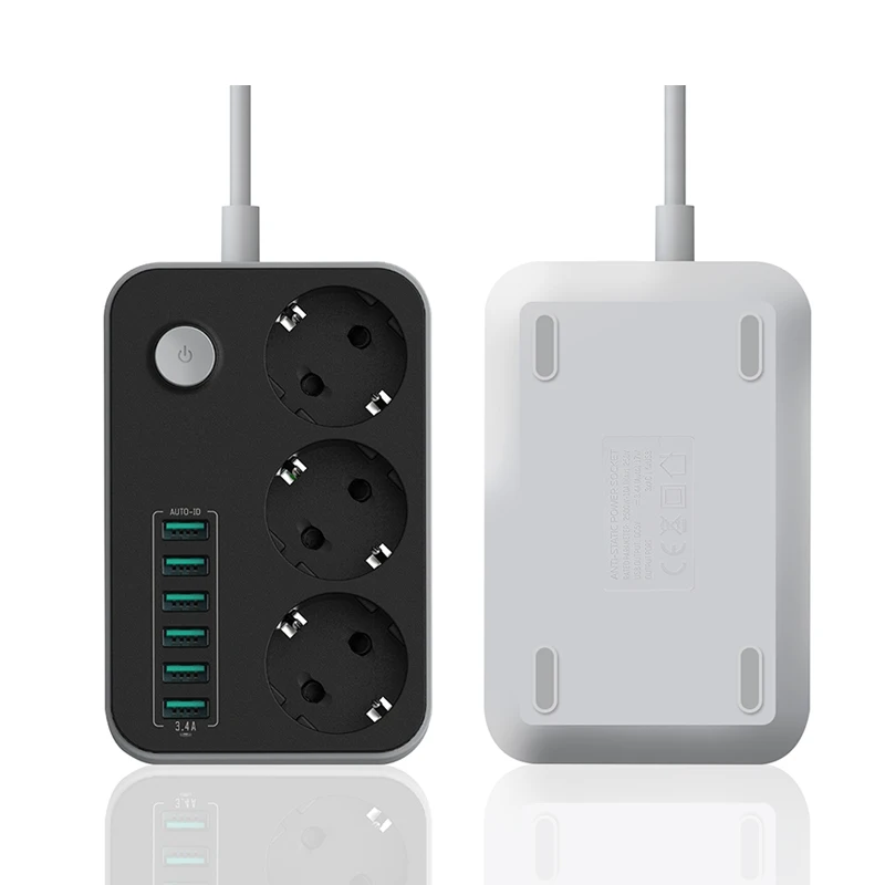 LDNIO умная USB лента питания Зарядка 6 USB порт 5 в 3,4 а зарядное устройство адаптеры 3 AC розетка ЕС вилка удлинитель
