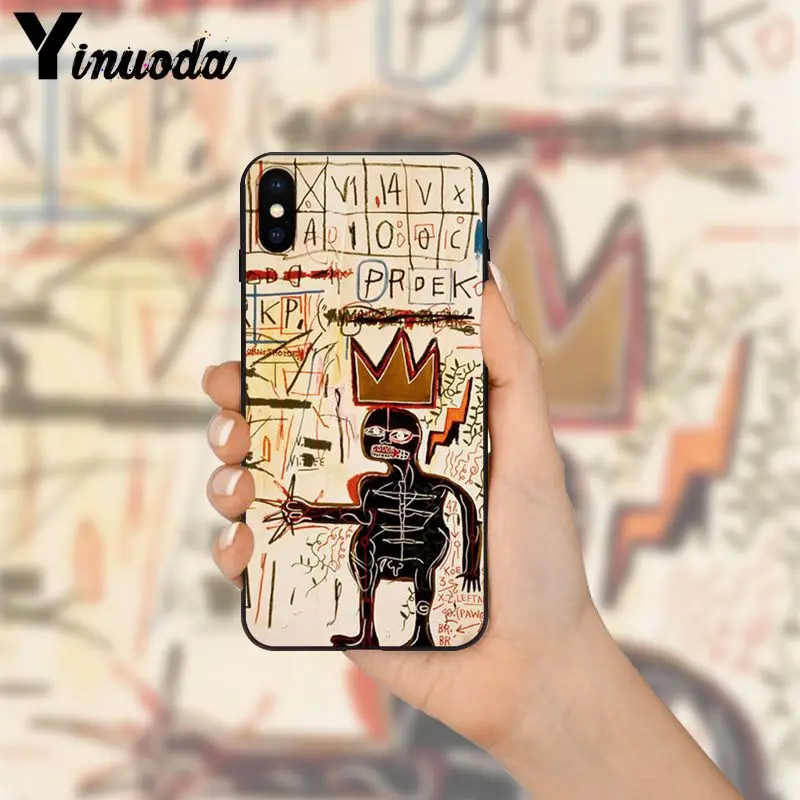 Yinuoda Jean Michel Basquiat Art граффити умный чехол черный мягкий для телефона iPhone 8 7 6 6S Plus X XS