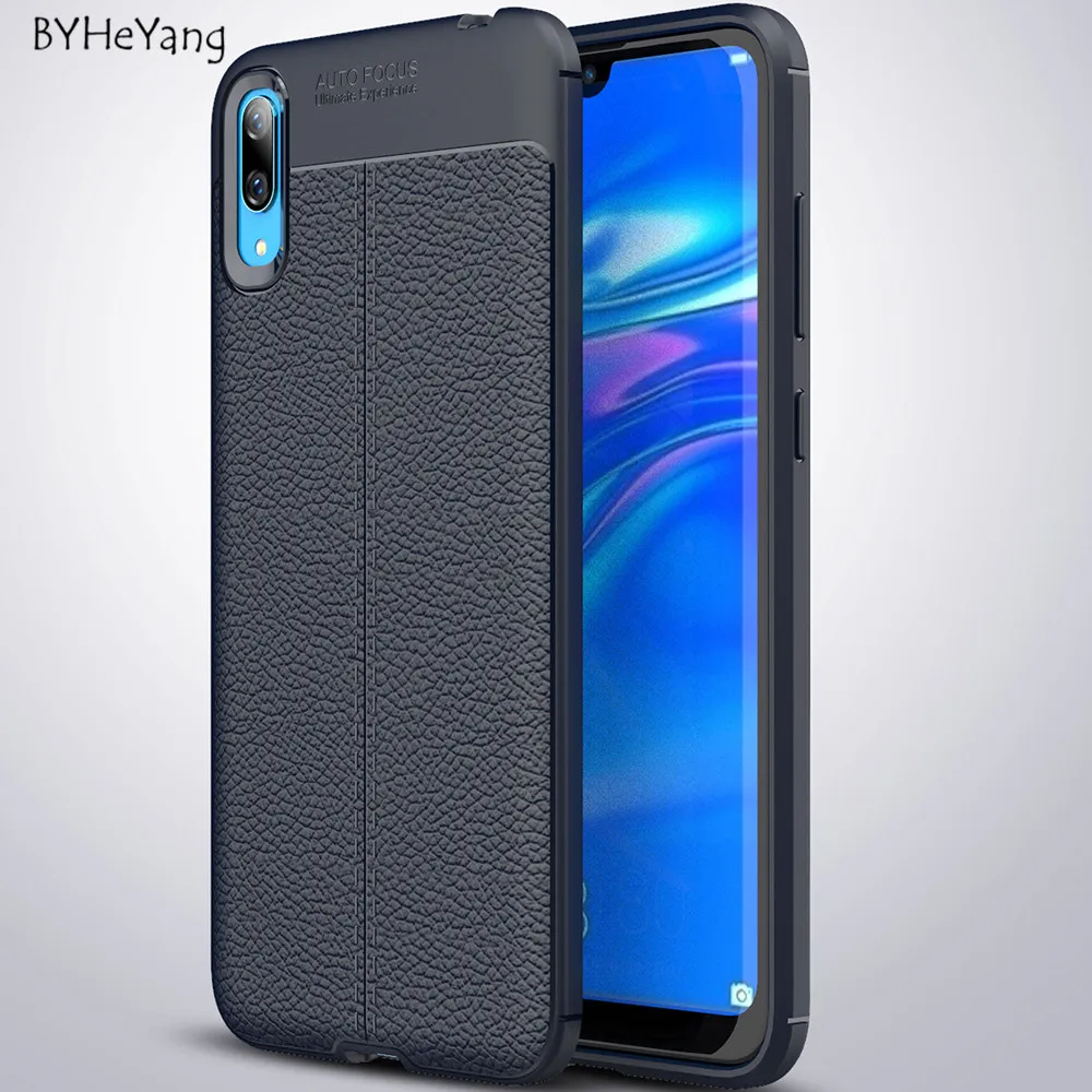 Для Huawei Enjoy 9 чехол для Y7 Pro 2019 кожаный текстура Силикон Мягкая Задняя накладка