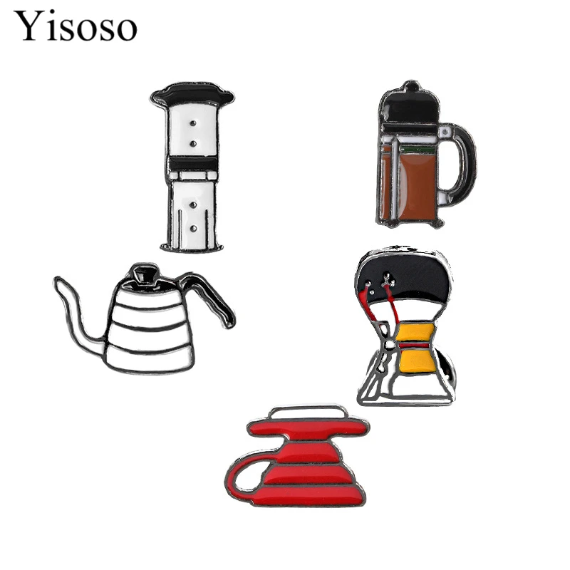 Yisoso 5 шт./компл. мытый вручную горшок филармонический фильтр чашка кофе брошь chemex
