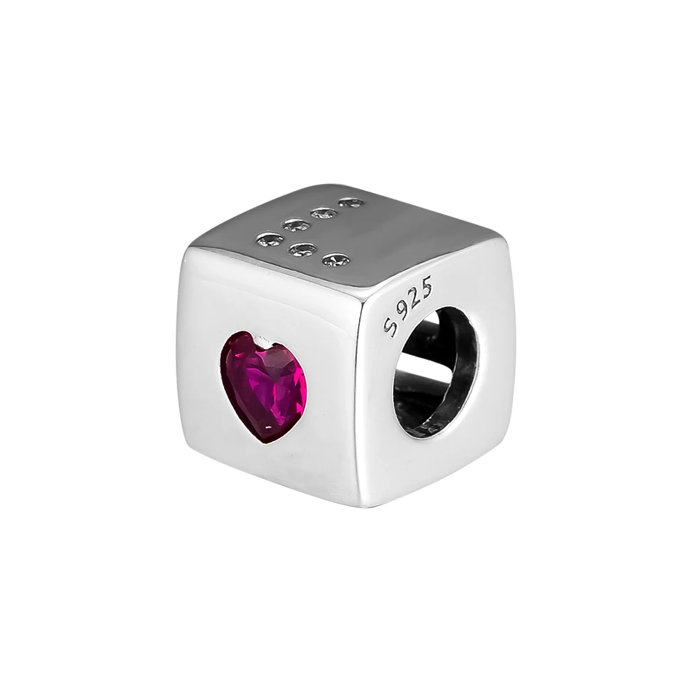 

CKK Silver 925 Jewelry Love Dice Charm, Red Beads Fits Original Bracelets & Bangle Sterling Silver Making