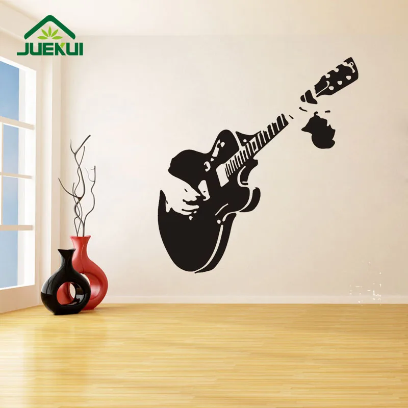 Виниловые наклейки на стену в винтажном стиле с рисунком гитары съемный дизайн