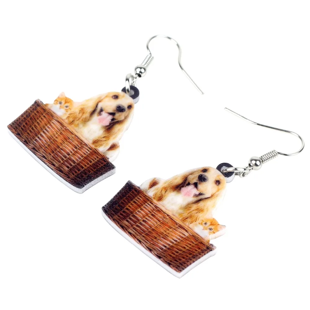 Bonsny акриловая корзинка Happy Golden Retriever для собак и кошек серьги Котенок висячая