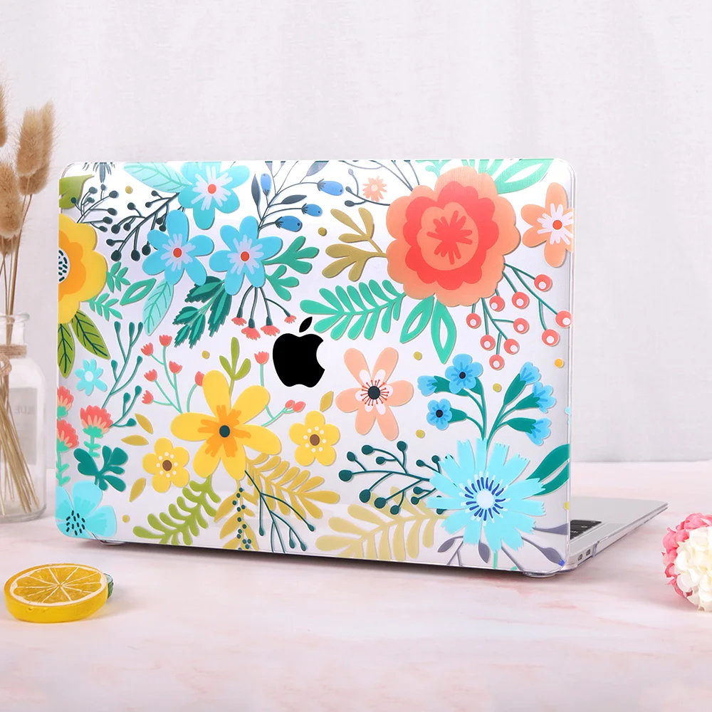 Цветочный чехол для ноутбука MacBook Air 13 A1466 A1932 Pro 13 15 16 дюймов Сенсорная панель A2141 a2159 пластиковый жесткий чехол Keybaord