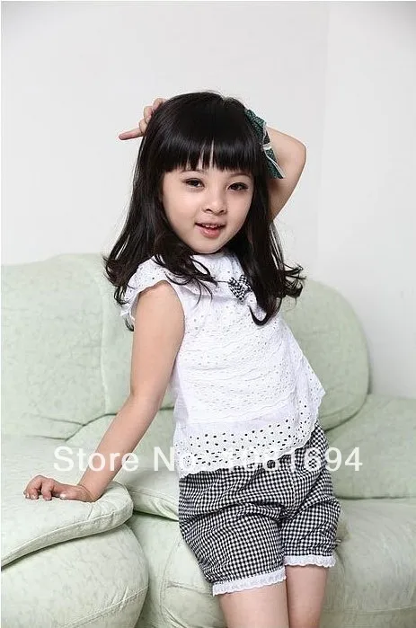 Комплект одежды для детей новый летний кружевной комплект девочек футболка и