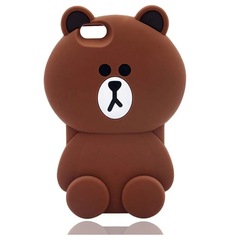 3D Brown Bear Для iPhone X XS XR Max, мягкий силиконовый чехол с 3D милыми мультяшными животными для телефона, чехол для iPhone 5, 5S, 5C, SE, 6, 7, 8 Plus, X - Цвет: 3D Brown Bear