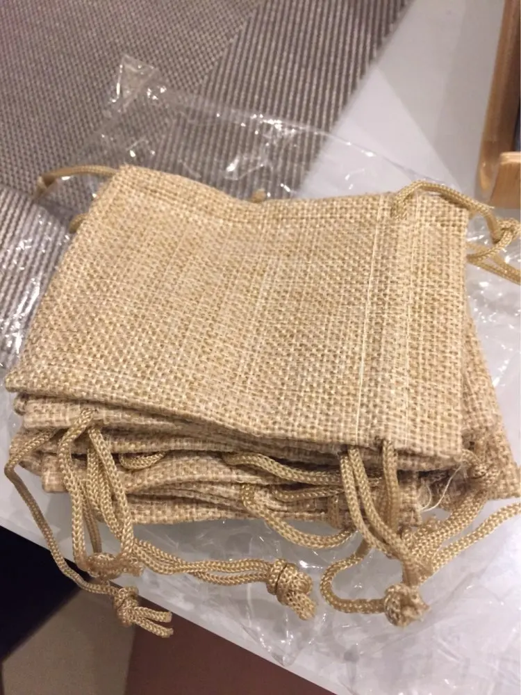 Небольшой льняной мешок 7x9 см 10 шт. Подарочный джутовый естественного цвета для