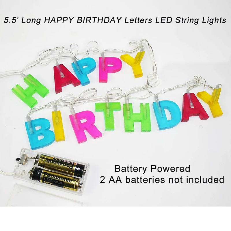 Multicolor Letter Happy Birthday Christmas 13 LED String Lights Party For Holiday Bedroom Home Decoration Lamp | Освещение