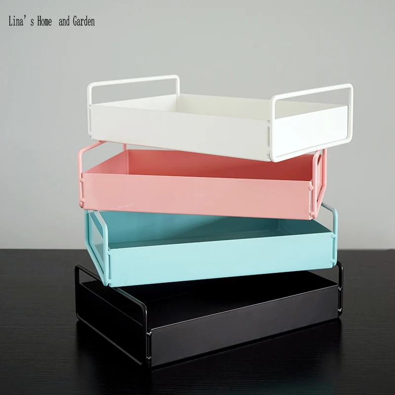 Декоративный прямоугольный металлический поднос с ручкой для ванной