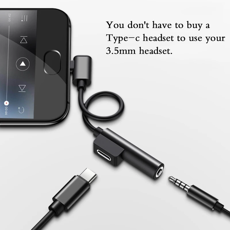 USB C на 3 5 мм Aux кабель адаптер для наушников Type-C аудио 2 в 1 зарядный Xiaomi 6 mix2 Huawei P20 |