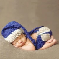 newborn baby braces navy bluce photography props infant girls boys knit costume handmake manual cotton warm props souvenir