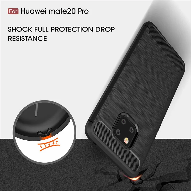 Чехол для телефона из углеродного волокна Huawei Mate 20 Pro чехол мягкого ТПУ задняя