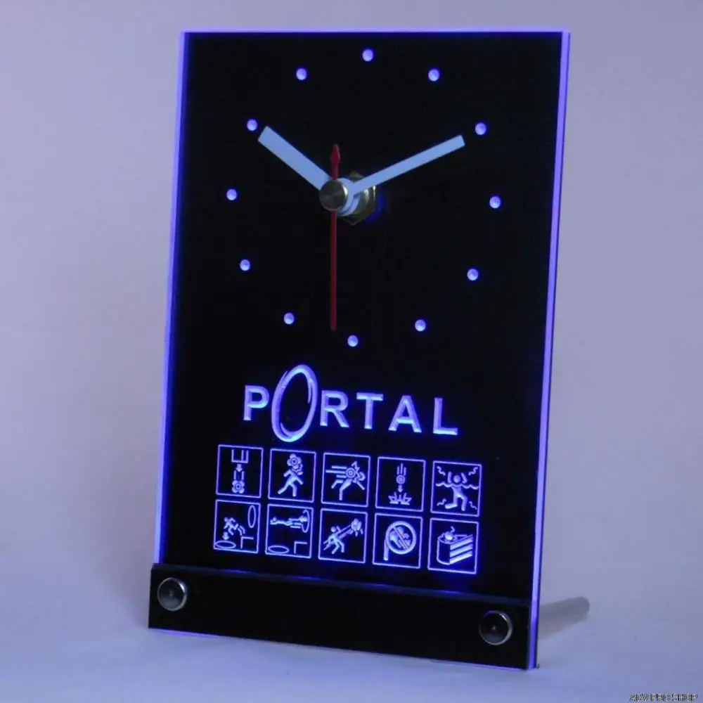 tnc0207 Portal Game Table Desk 3D LED Clock
