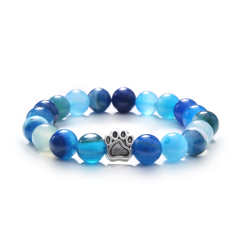 Meajoe браслет из бисера с натуральным камнем Love Bear Paw винтажная Очаровательная круглая цепочка 10 мм бусины 20 см браслеты ювелирные изделия для женщин подарок