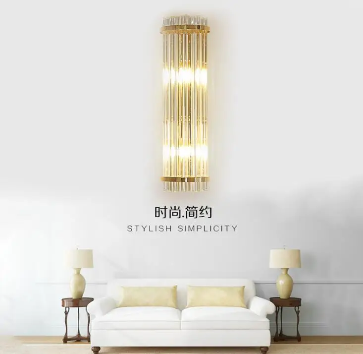 Креативный Золотой роскошный хрустальный настенный светильник для гостиной, прикроватный светильник, светодиодный пост, современный классический светильник для коридора