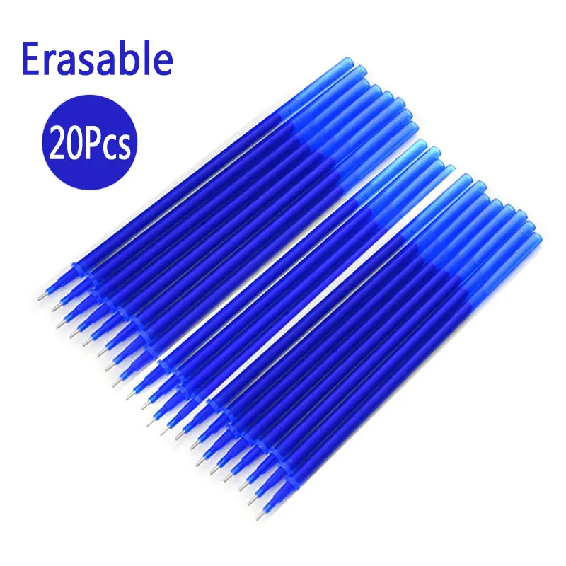 20pcs blue ink 20 шт./компл. 0,5 мм гелевая ручка стержень со стираемыми чернилами стержень, стираемая ручка аксессуар синий черный, красный набор чернил канцелярские приспособления для подарков - Цвет: 20pcs blue ink