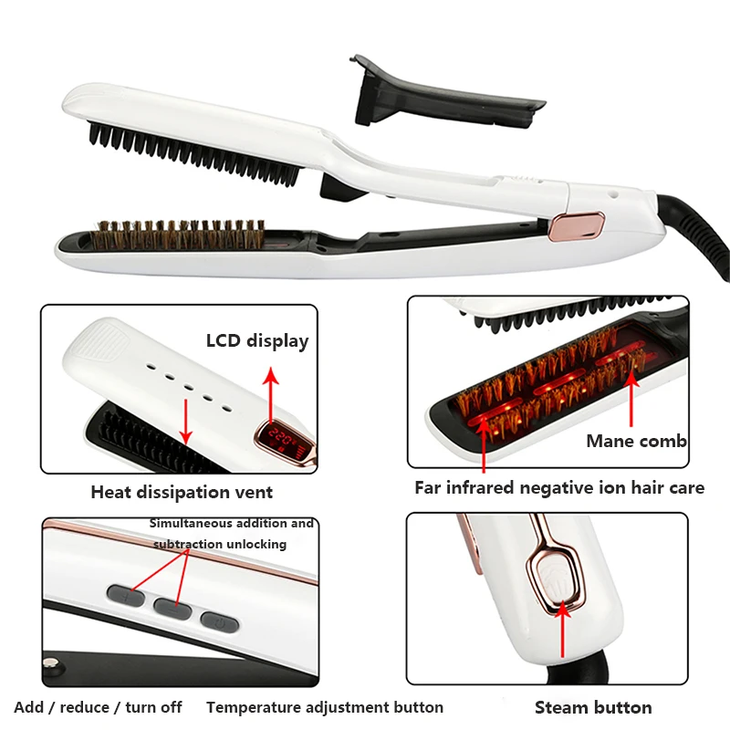 

NEW Steam Hair Straightener Brush Infrared Professional Straightening Iron Anion Hair Brush Steam Straightener Styling Tool