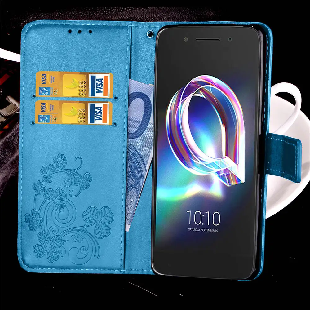 OUZifish для Alcatel idol 5 Case 2 дюймов Стенд Бумажник Кожаный флип телефон Капа Накладка