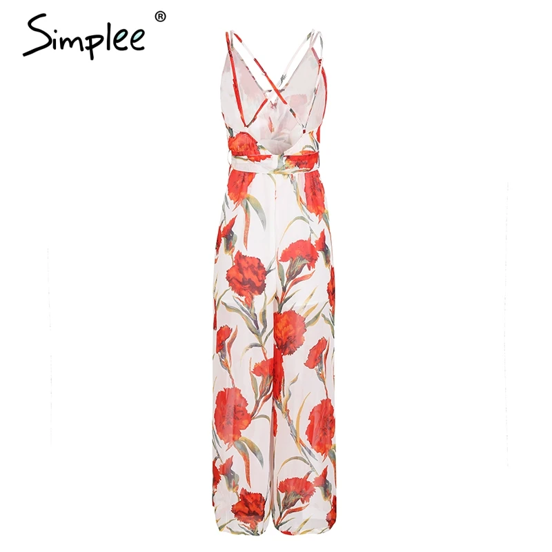 Женские комбинезоны Simplee с V образным вырезом летние открытой спиной лямкой на