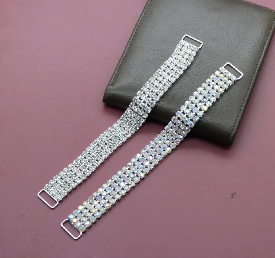 2 шт. 4 ряда Белый/AB Цвет Кристаллы горный хрусталь Соединительные элементы для