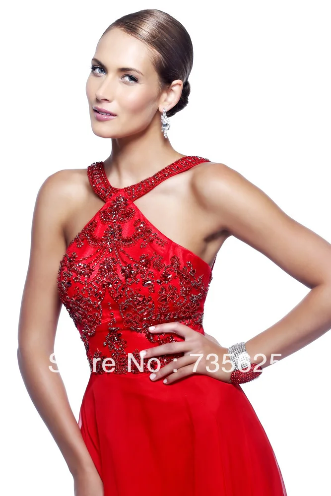 2014 New Arrival Elegant Hot Red Beading Custom Made Floor-Length Chiffon A-Line Evening Dress Party Long Dresses Gowns H245 | Свадьбы и