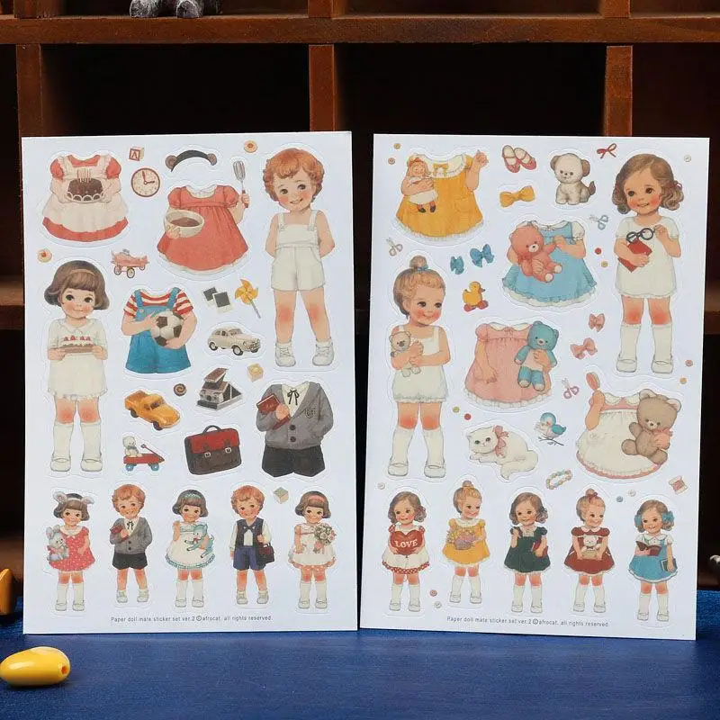 6 листов/Партия DIY милые Kawaii бумажные декоративные наклейки кукла животного из