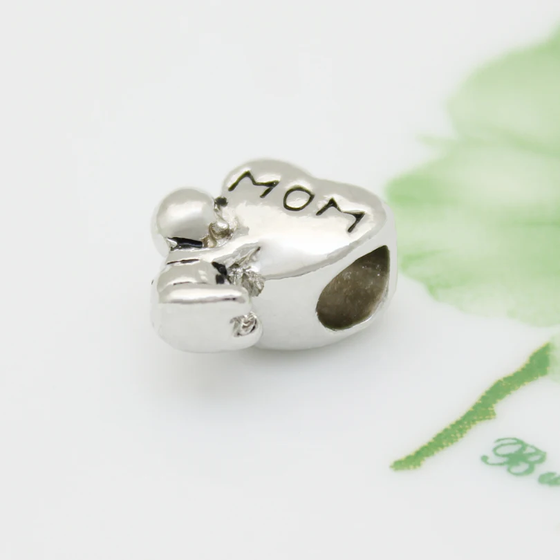 Мама и ребенок Семья Сердце Любовь бисера Подвески для Змея Браслет Подходит