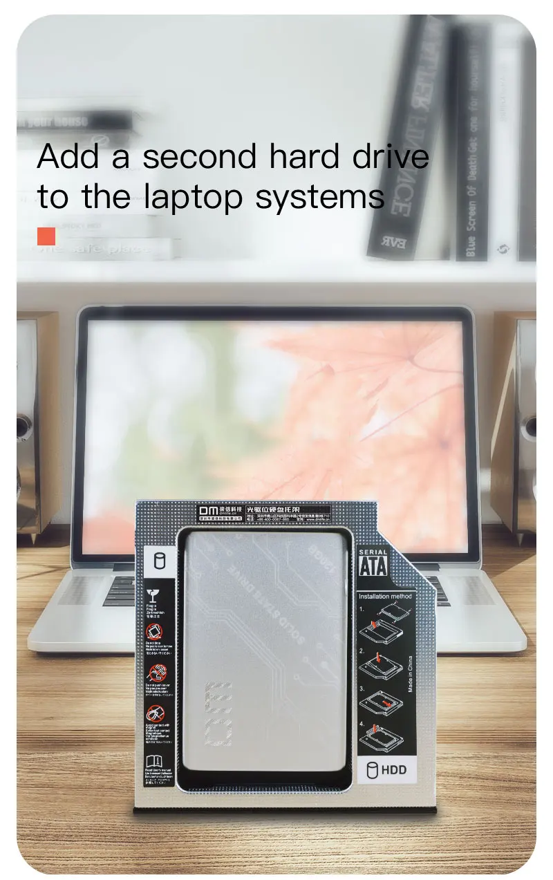 DM DW95S HDD Caddy 9,5 мм Алюминий Optibay SATA 3,0 коробка для жесткого диска корпус DVD адаптер 2,5 SSD 2 ТБ для ноутбука CD-ROM