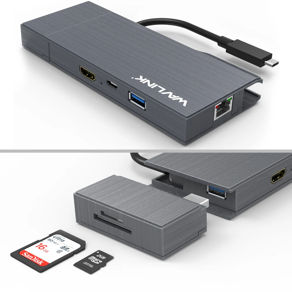 Wavlink Супер Скоростной USB C концентратор с 4K @ 30Hz HDMI кардридер 3 0 гигабитный Ethernet HD