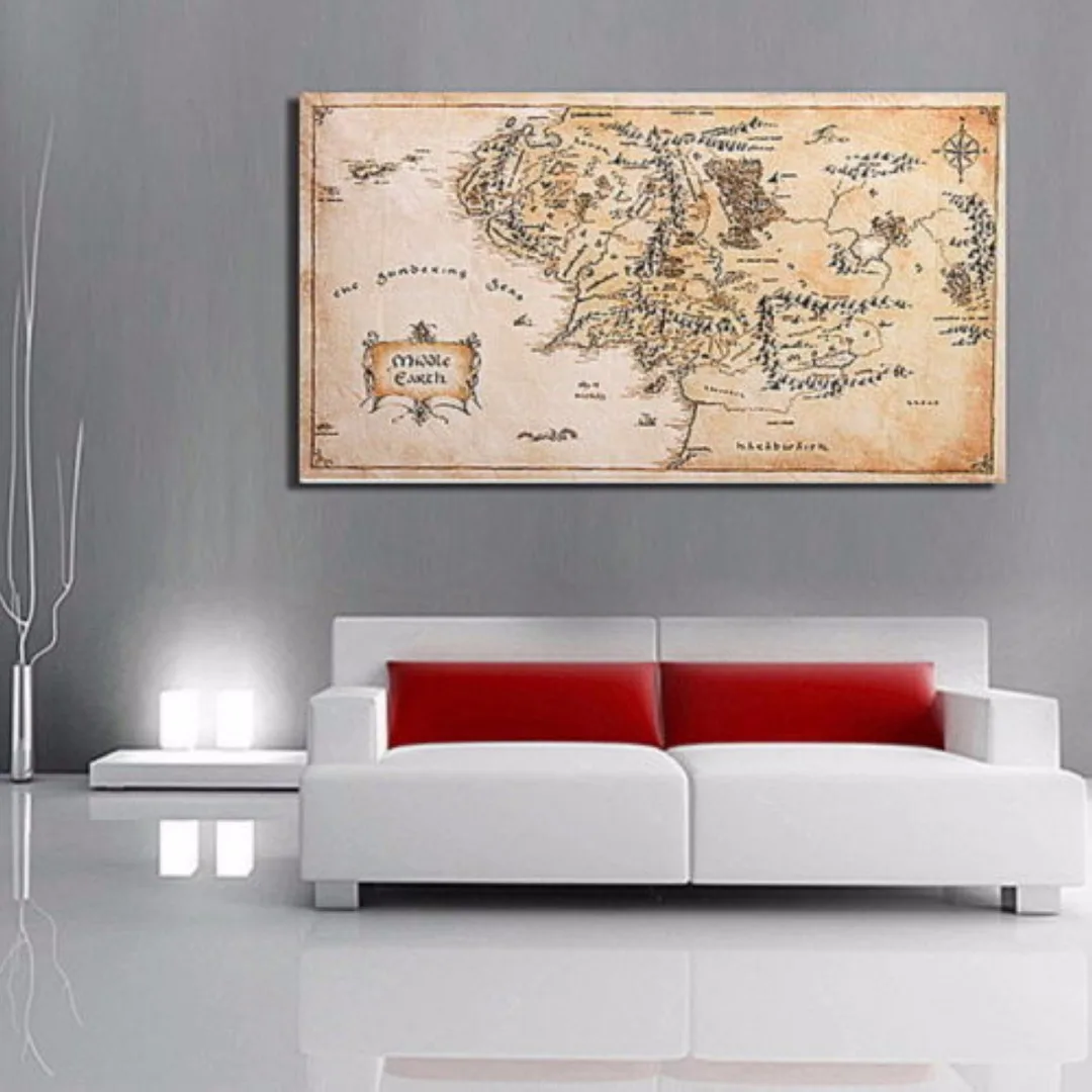 110*60 см карта мира средней земли Шелковый тканевый плакат домашний офис Декор