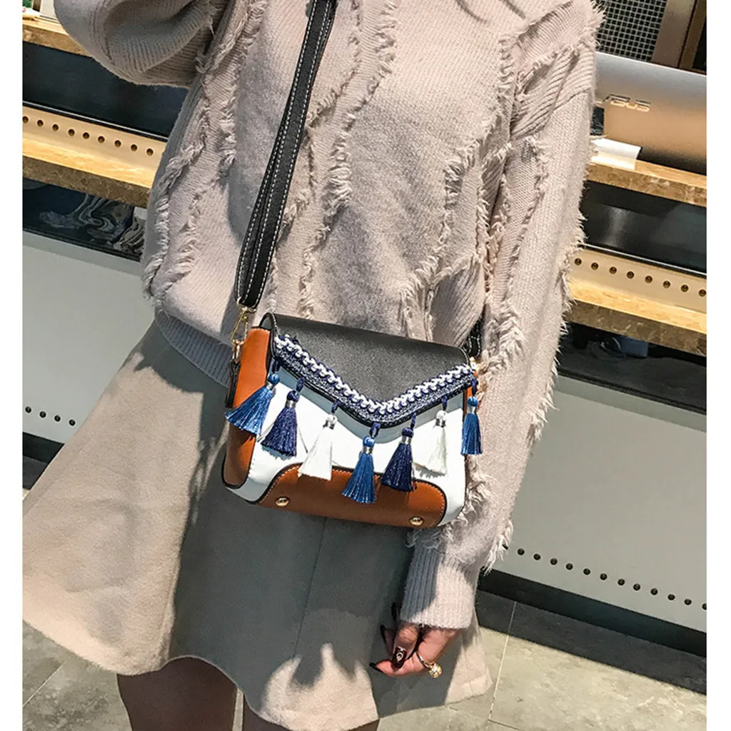 Винтажная женская сумка мессенджер с кисточками пляжная 50 2019|Сумки ручками| |