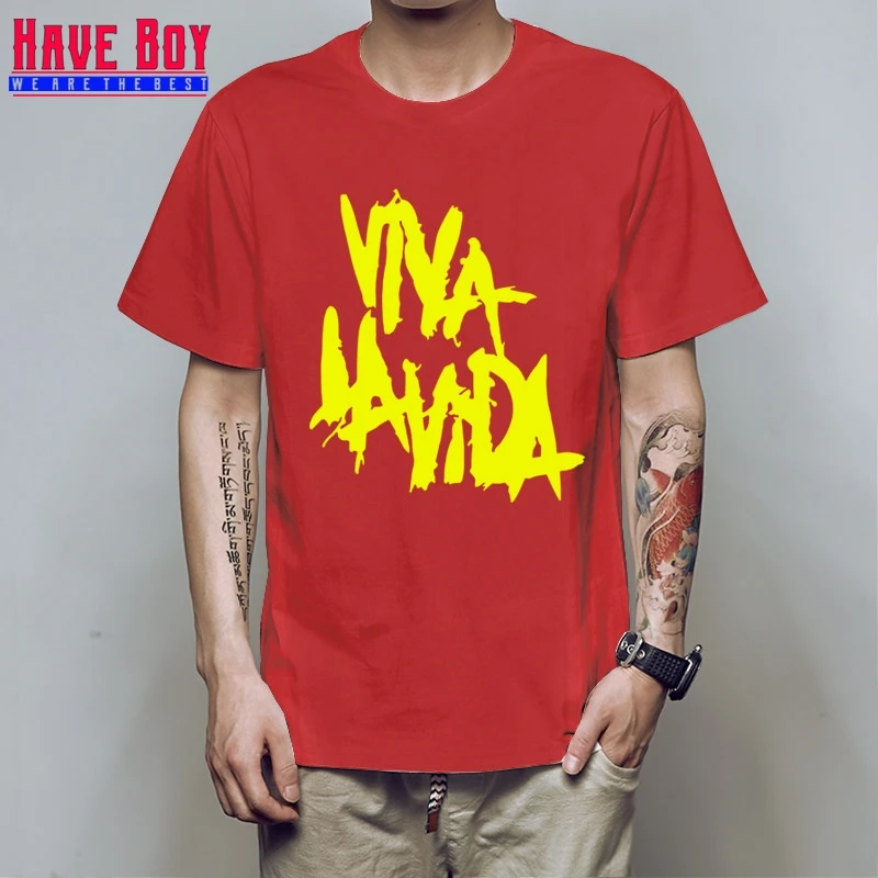 red yellow HAVE BOY Rock Coldplay Viva la vida свободная Мужская футболка для мужчин новая хлопковая Повседневная футболка с короткими рукавами Camisetas Masculina HB160 - Цвет: red yellow