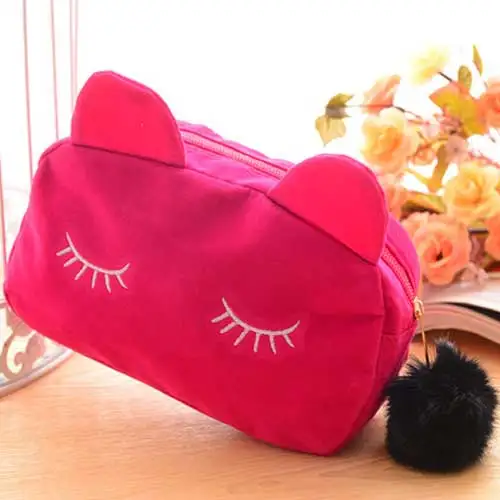 Rose Red Мультяшный кавайный чехол для карандаша милый кот плюшевая большая сумка для карандашей для девочек Детская офисная школьная принадлежности канцелярские принадлежности - Цвет: Rose Red