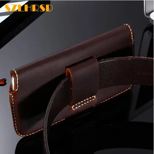 

SZLHRSD Phone Cover Waist Bag hanging Belt Clip Genuine Leather Pouch Protective Cover for Huawei P10 Plus P9 lite Y3 y5 y7 2018