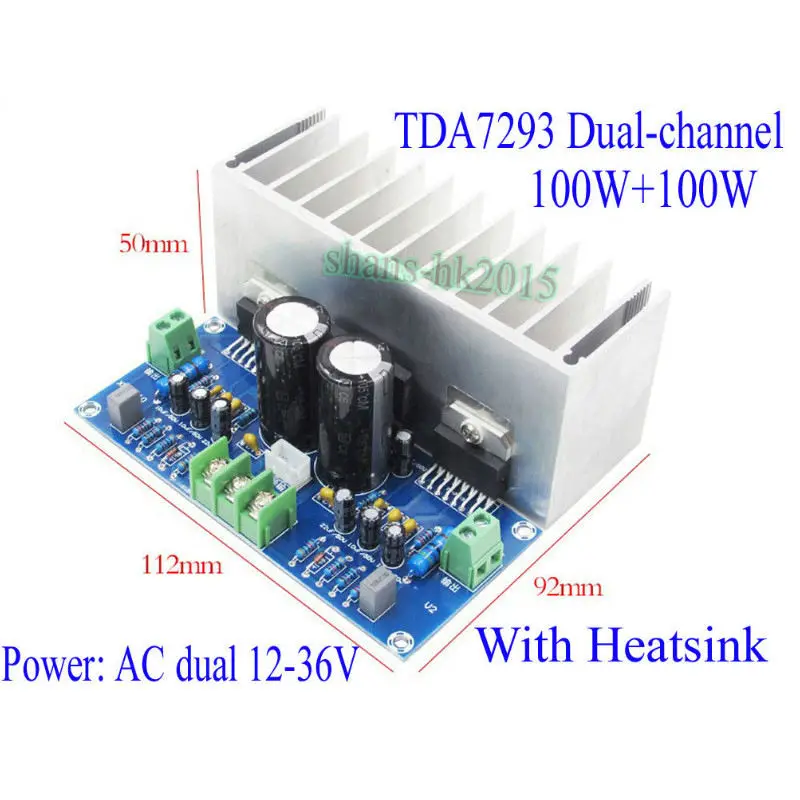 TDA7293 Audio Amplifier Board 100Wx2 Digital Stereo Power With Heatsink Dual AC12-32V | Электроника
