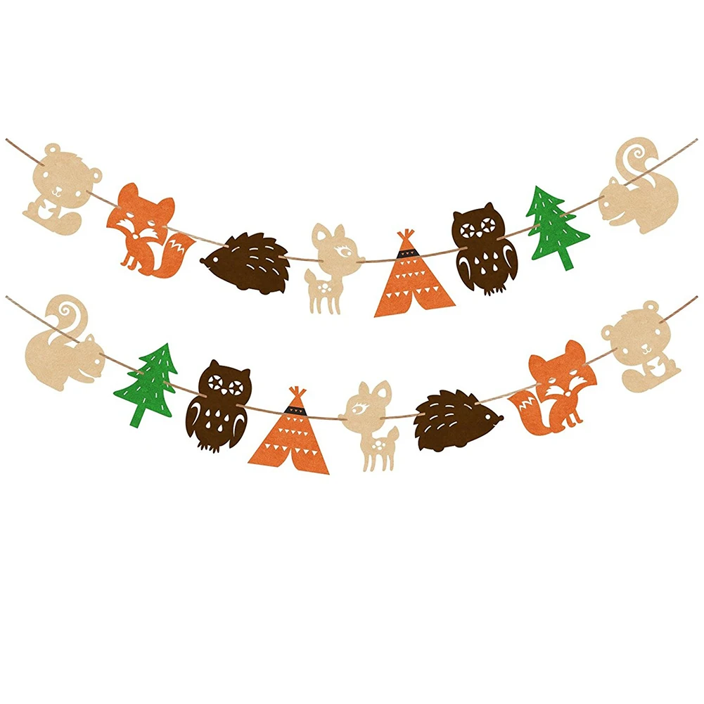 Прекрасный лес животных баннеры Дети День рождения ребенка душ партии