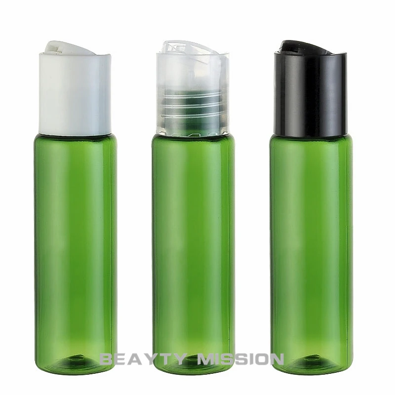 

BEAUTY MISSION 30ml x 48 green disc top cap bottle containers,1oz green small cream lotion PET bottles,30cc oil plastic vial