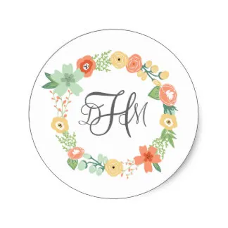 3.8cm Sweet Floral Monogram Stickers |