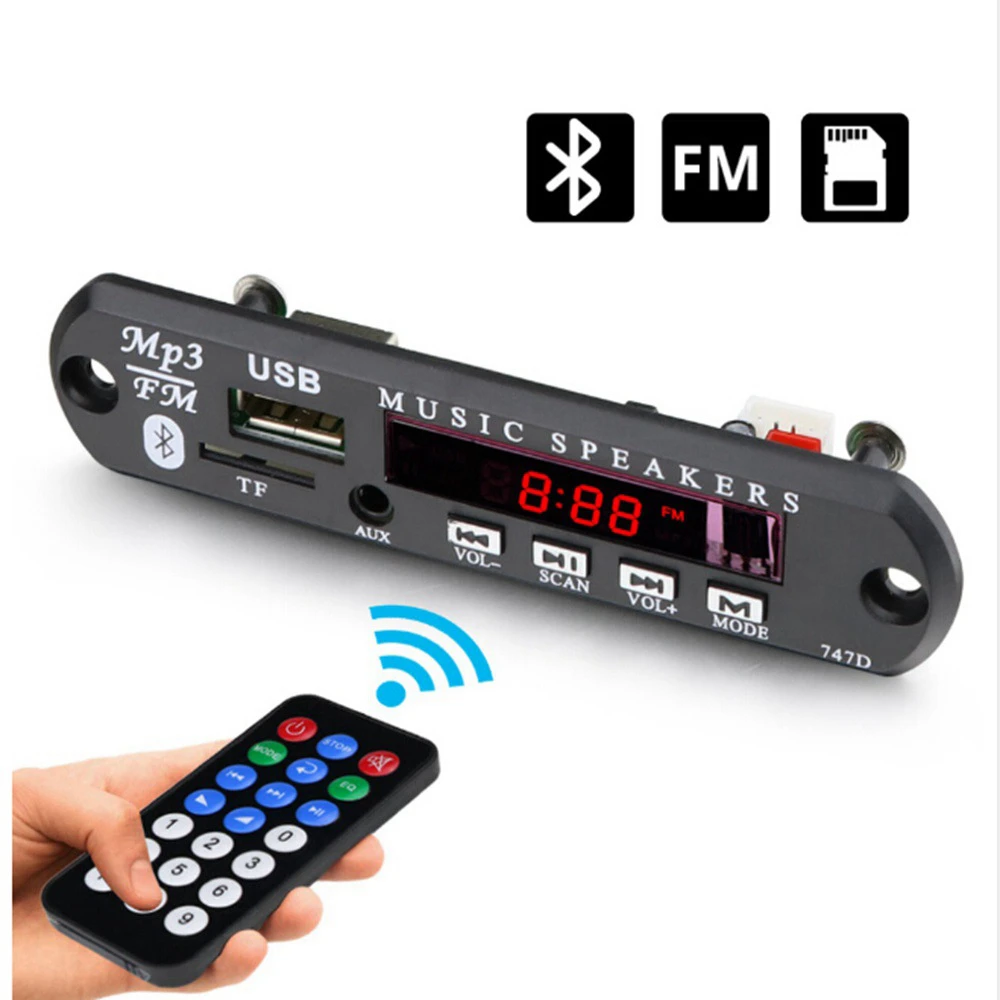 DC 12 В беспроводной Bluetooth MP3 WMA FM AUX декодер плата пластина аудио модуль музыкальный