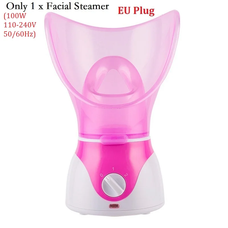 Pink EU Plug Глубокая очистка, паровой аппарат для лица, Очищающий поры, паровой распылитель, Спа сауна, испаритель кожи с адаптером - Цвет: Pink EU Plug