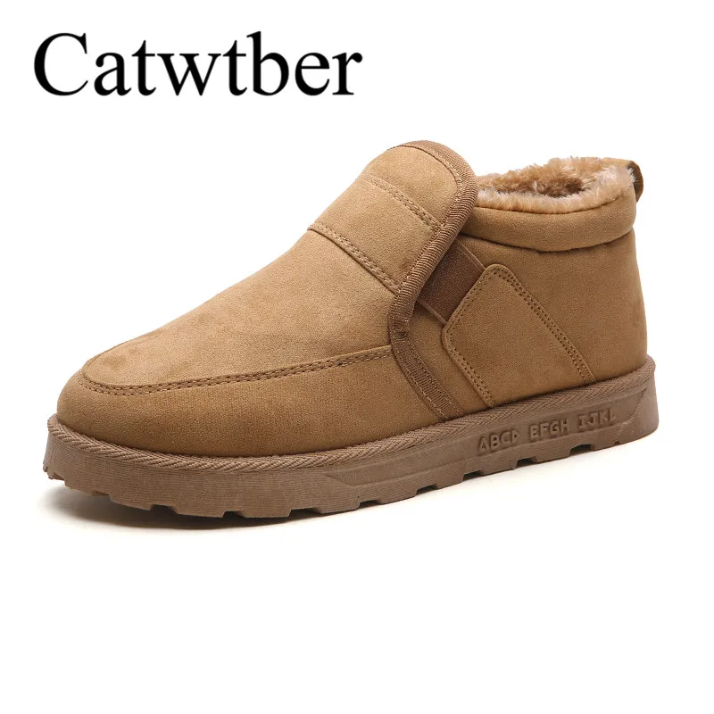 Catwtber Мужские зимние сапоги с мехом супер теплая Повседневная обувь Для мужчин