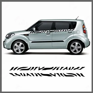 Спортивная полоска дверь боковая юбка стикер для автомобиля Декор, винил, переводная наклейка для KIA Soul 2 шт. гоночный Стиль Авто внешние аксессуары
