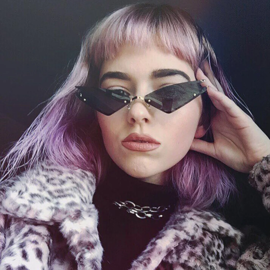 Женские солнцезащитные очки кошачий глаз Винтажные Солнцезащитные без оправы в