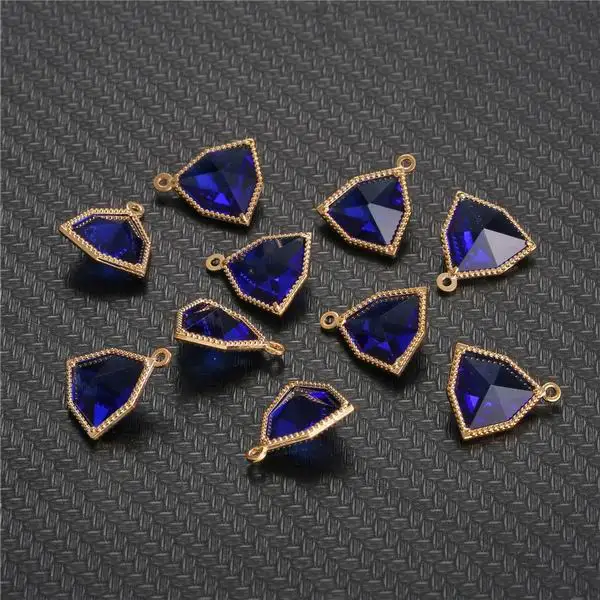 blue 10 шт./партия Геометрическая стеклянная кристаллическая подвеска Подвески Красочные прозрачные Подвески подходят Diy Ожерелье Браслет Подвески Изготовление ювелирных изделий - Окраска металла: blue