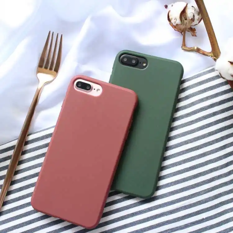 Fashion Simple green red Phone Case For iphone X XS soft silicone protective Back Cover 6 6s 7 8 plus case Coque |